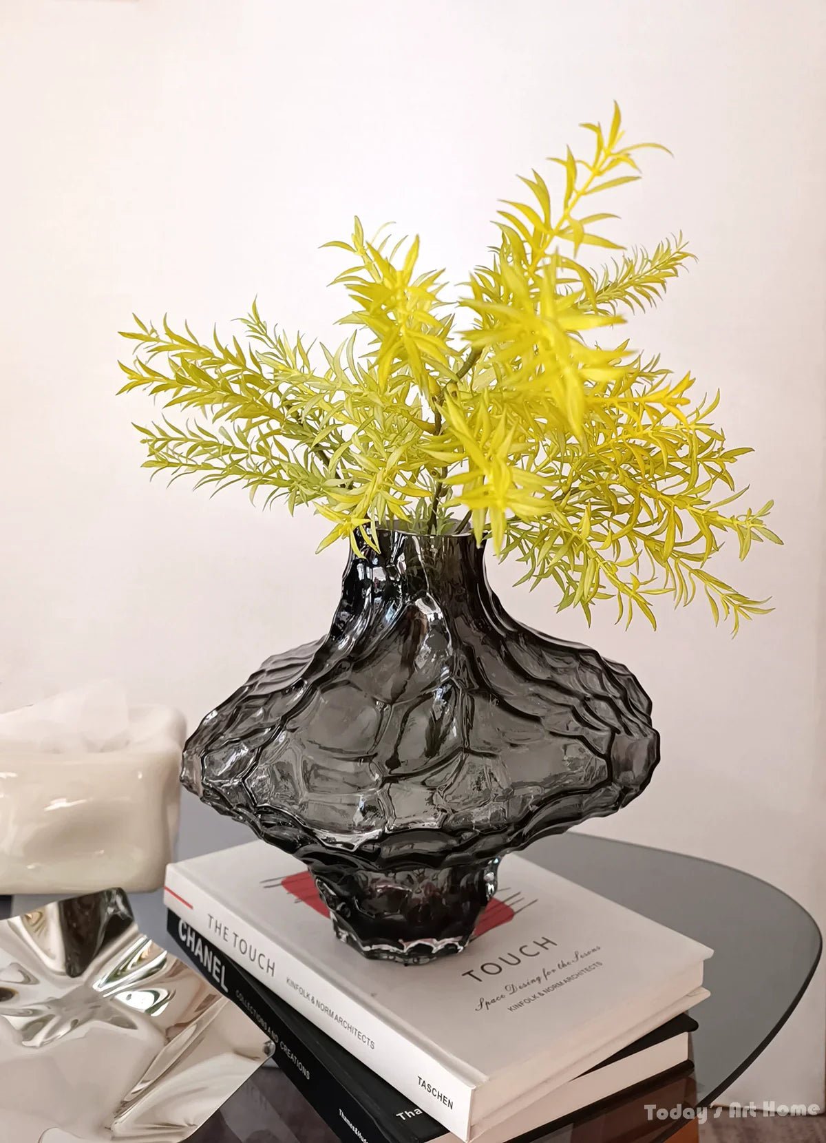 TODAYARTIST Orion Irregular Glass Valley Vase for Flower Arrangements