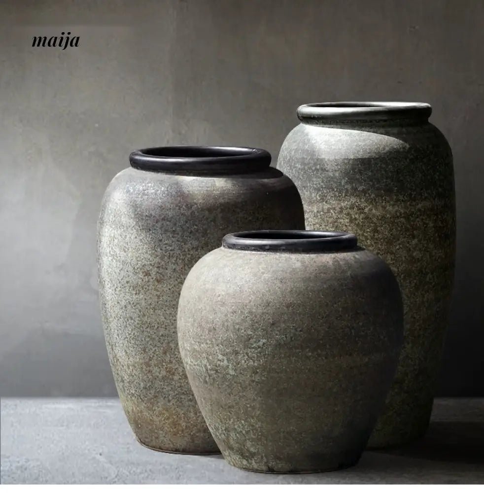 JOTO Retro Ceramic Large Vase Living Room Hotel Decoration - Image 2