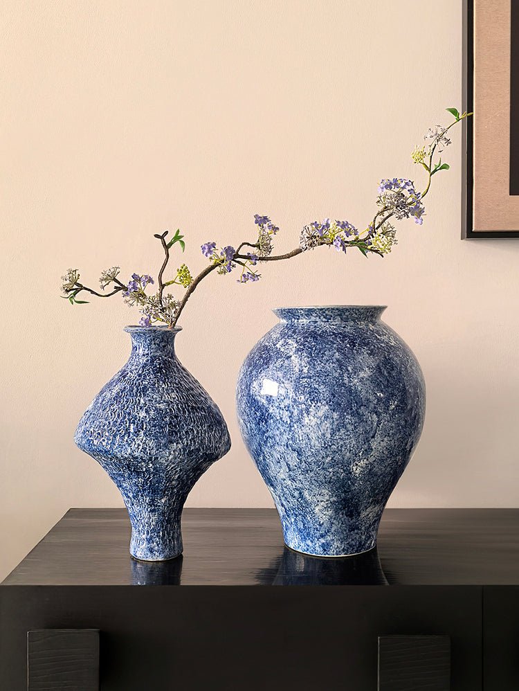 LIVETAI Isadora Bohemian Hand-Painted Blue & White Porcelain Vase - Image 2