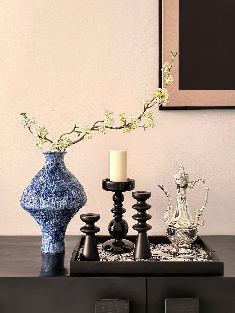 LIVETAI Isadora Bohemian Hand-Painted Blue & White Porcelain Vase - Image 3