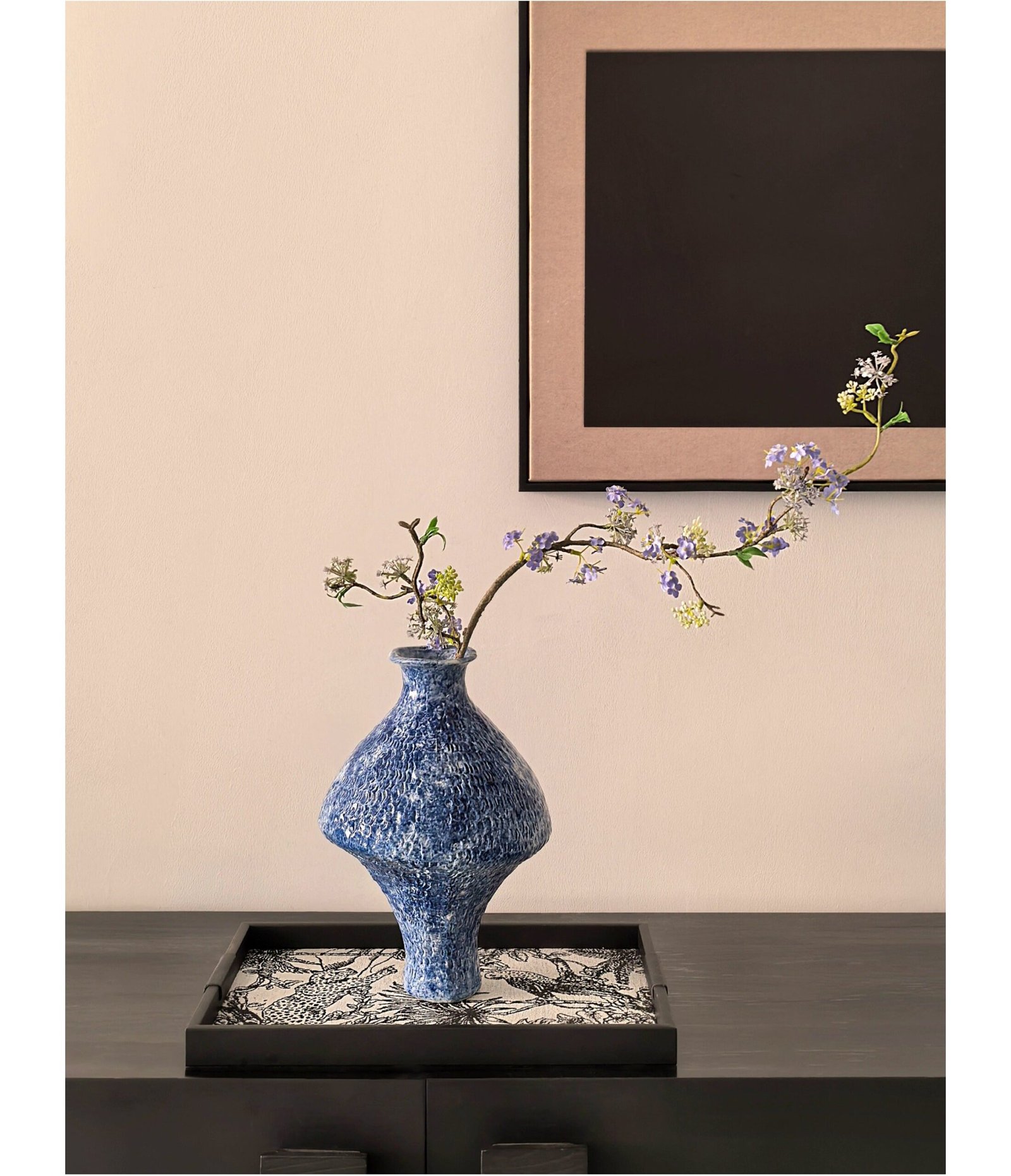 LIVETAI Isadora Bohemian Hand-Painted Blue & White Porcelain Vase - Image 6