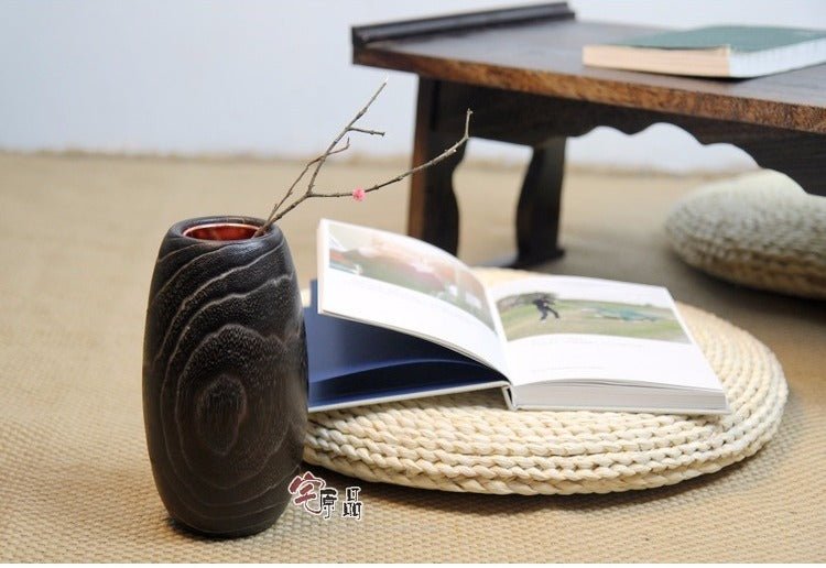 PAULOWNIA Harajuku Elegant Solid Wood Japanese Vase - Image 3