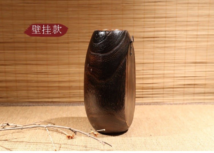 PAULOWNIA Harajuku Elegant Solid Wood Japanese Vase - Image 4