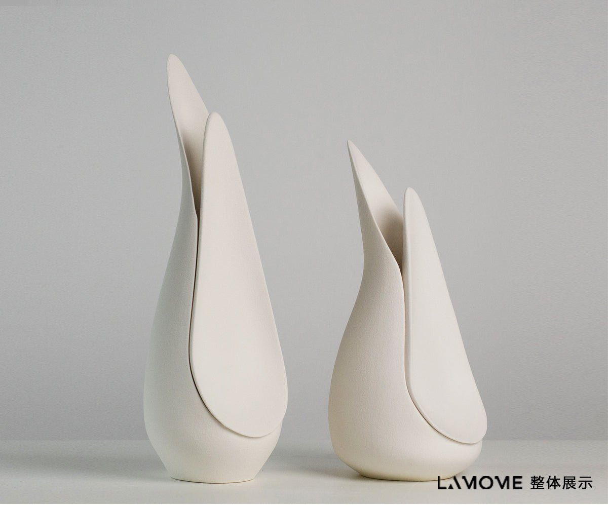 VAVINCI Alhambra Minimalist Modern White Ceramic Flower Vase - Image 9