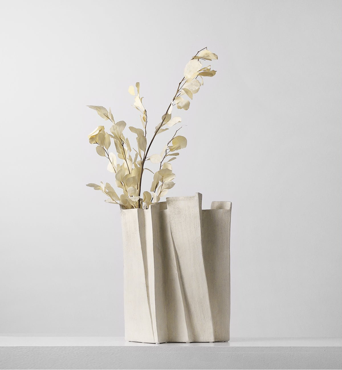 VAVINCI Juniper Minimalist White Ceramic Wabi-Sabi Vase - Image 8